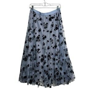 Chicwish Skirt Sz M Sheer Romantic Ethereal Floral Velvet Tulle Maxi Party Dance